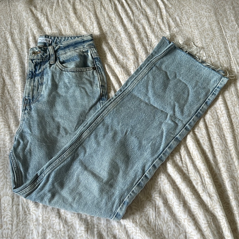 Zara Straight Leg Acid Wash Jeans